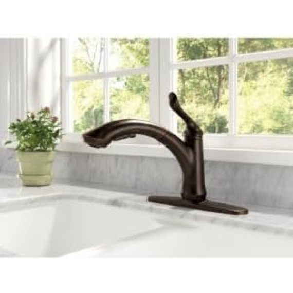 Faucet Linden Pull Out Kitchen Faucet, Chrome Kitchen Sink Faucet, Kitchen Faucet with Pull Out Sprayer, Chrome 4353-DST