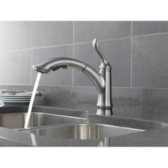 Faucet Linden Pull Out Kitchen Faucet, Chrome Kitchen Sink Faucet, Kitchen Faucet with Pull Out Sprayer, Chrome 4353-DST