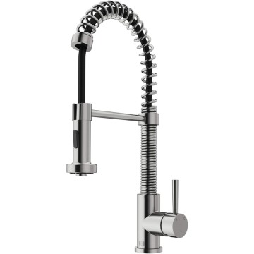 Edison 19'' H Single Handle Pull-Down Sprayer Kitchen Faucet in Stainless Steel-VG02001ST