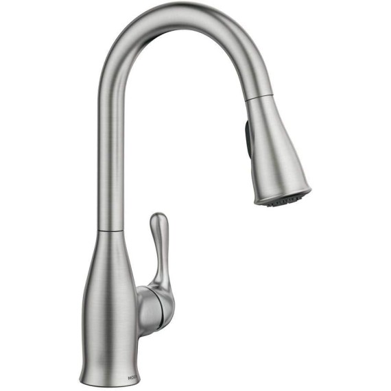 Kaden Spot Resist Stainless One-Handle Transitional Kitchen Pulldown Faucet with Reflex and Power Clean Spray Technology, 87966SRS