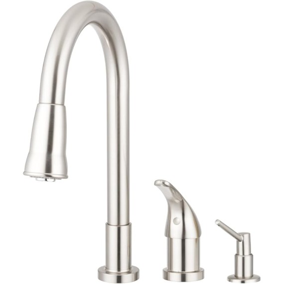 Grandview Pull-Down Kitchen Sink Faucet with Soap Dispenser (Brushed Satin Nickel)