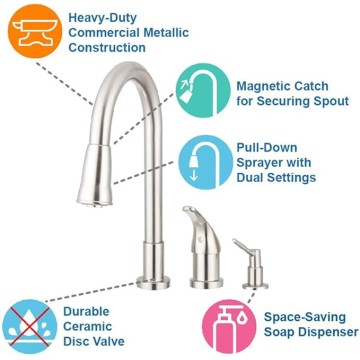 Grandview Pull-Down Kitchen Sink Faucet with Soap Dispenser (Brushed Satin Nickel)