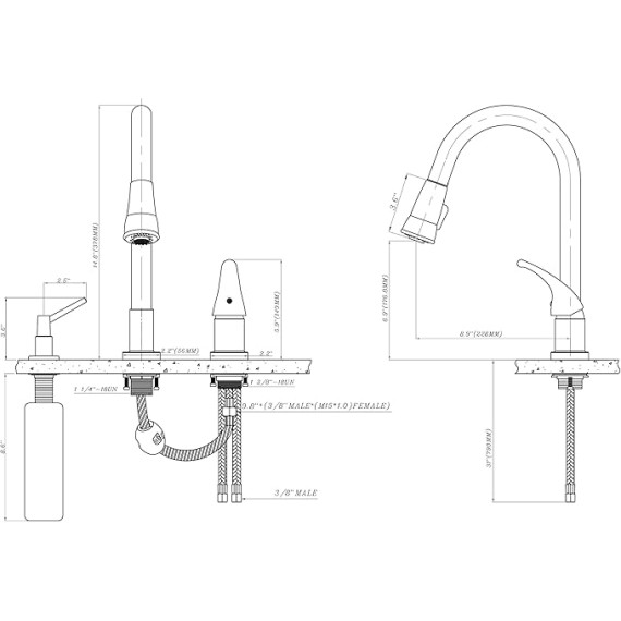 Grandview Pull-Down Kitchen Sink Faucet with Soap Dispenser (Brushed Satin Nickel)