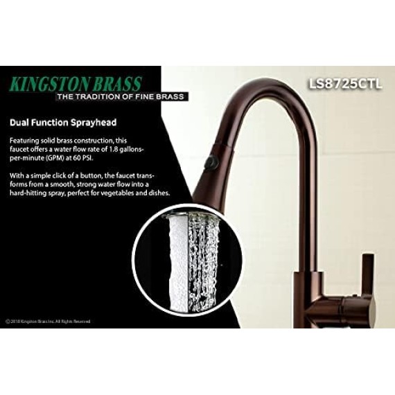 LS8725CTL Continental Single-Handle Pull-Down Kitchen Faucet, 8-3/8" in Spout Reach, Oil Rubbed Bronze