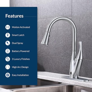 FLOW X Touchless Kitchen Faucet with Pull Down Sprayer, High Single Handle, Brushed Nickel