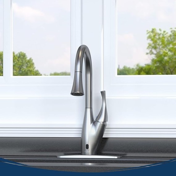 FLOW X Touchless Kitchen Faucet with Pull Down Sprayer, High Single Handle, Brushed Nickel