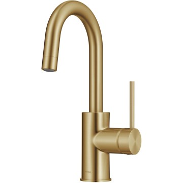  Oletto Single Handle Kitchen Bar Faucet with QuickDock Top Mount Assembly in Brushed Brass, KPF-2600BB