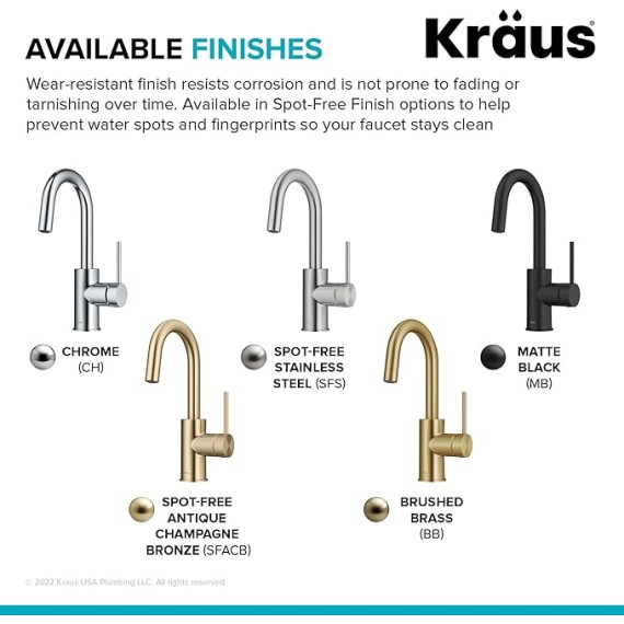  Oletto Single Handle Kitchen Bar Faucet with QuickDock Top Mount Assembly in Brushed Brass, KPF-2600BB