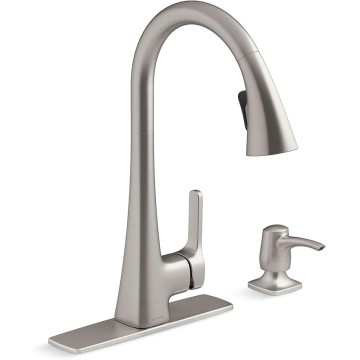 R22867-SD-VS Maxton Pull-Down Kitchen Faucet with Soap Dispenser/Lotion Dispenser, Kitchen Sink Faucet with Pull Down Sprayer, Vibrant Stainless