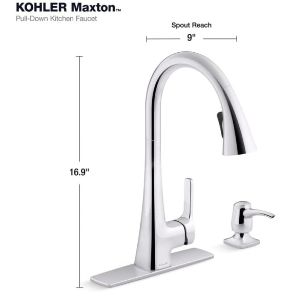 R22867-SD-VS Maxton Pull-Down Kitchen Faucet with Soap Dispenser/Lotion Dispenser, Kitchen Sink Faucet with Pull Down Sprayer, Vibrant Stainless