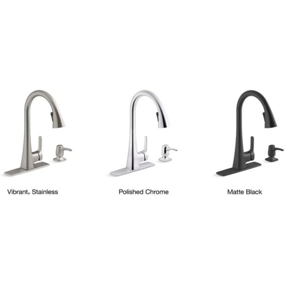 R22867-SD-VS Maxton Pull-Down Kitchen Faucet with Soap Dispenser/Lotion Dispenser, Kitchen Sink Faucet with Pull Down Sprayer, Vibrant Stainless