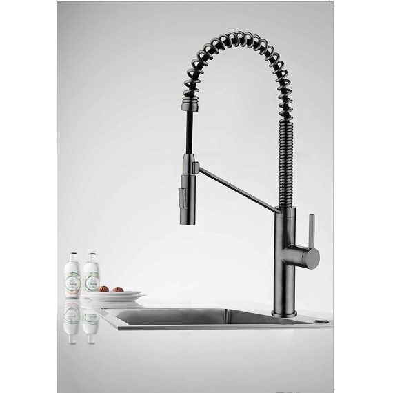 Kitchen Faucet with Pull Down Sprayer - Commercial Style Kitchen Faucets - Magnetic Docking 22.625 inch High Arc Grifos Cocina (Metallic Gray)