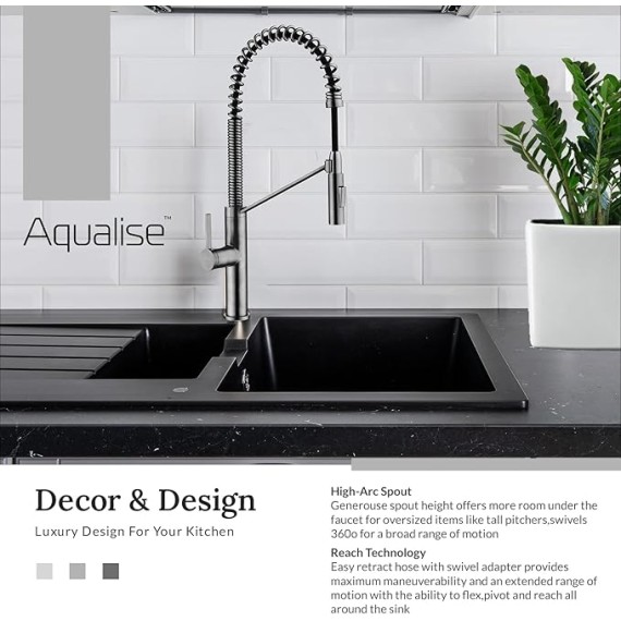 Kitchen Faucet with Pull Down Sprayer - Commercial Style Kitchen Faucets - Magnetic Docking 22.625 inch High Arc Grifos Cocina (Metallic Gray)