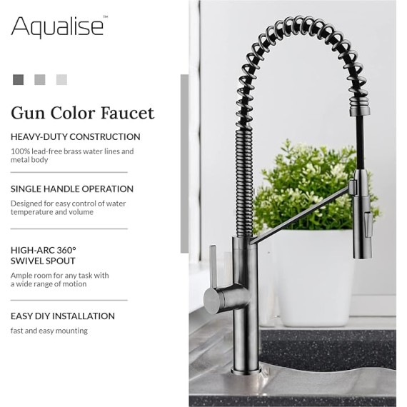 Kitchen Faucet with Pull Down Sprayer - Commercial Style Kitchen Faucets - Magnetic Docking 22.625 inch High Arc Grifos Cocina (Metallic Gray)