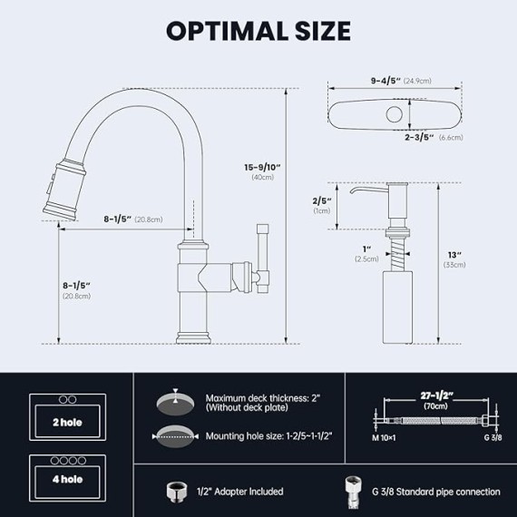 Touchless Brushed Gold Kitchen Sink Faucets with Soap Dispenser, Pull Down Motion Sensor Hand-Free Single Handle Faucet for Kitchen Sink High Arc, DAY136TL-BTG