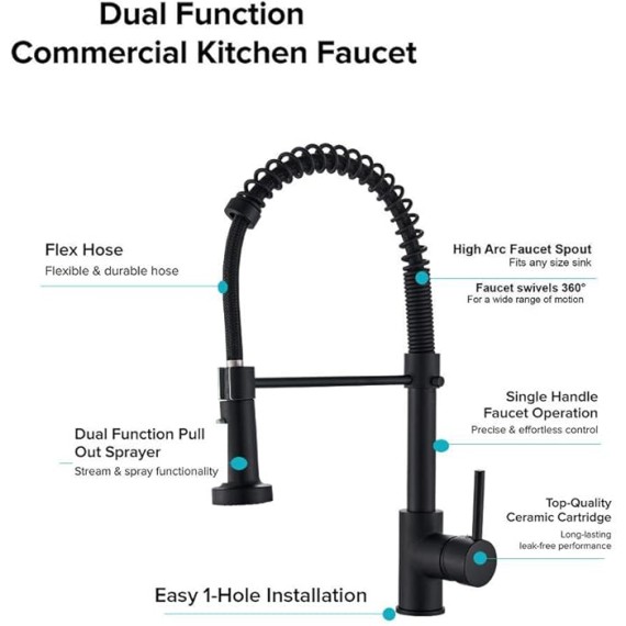 Kitchen Faucets with 2 Mode Sprayer Brass Single Handle Hot and Cold Water Pull Out Pull Down Sprayer Spring Bar Sink Kitchen Sink Mixer Tap,Brushed (Gold)