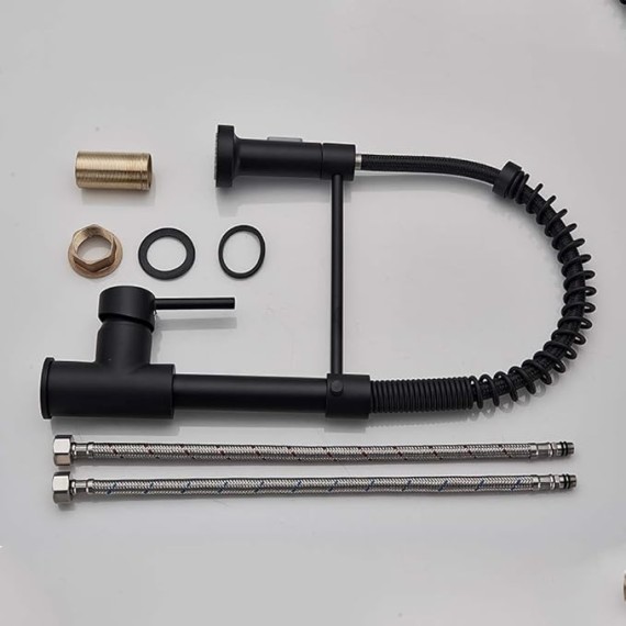 Kitchen Faucets with 2 Mode Sprayer Brass Single Handle Hot and Cold Water Pull Out Pull Down Sprayer Spring Bar Sink Kitchen Sink Mixer Tap,Brushed (Gold)