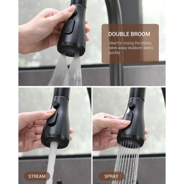 Oil Rubbed Bronze Kitchen Faucet, Stainless Steel Kitchen Faucet with Pull Down Sprayer 3 Modes, High Arc Kitchen Sink Faucet, Single Handle Faucet for Kitchen Sink with Deck Plate,1 or 3 Hole