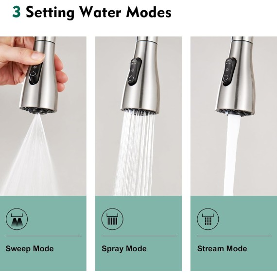 Infrared Sensor Kitchen Faucet,Touchless Kitchen Faucets with Pull Down Sprayer,360° Swivel Brushed Nickel Single Hole Laundry Faucet for Uitility Sink Commercial RV Bar Faucet Stainless Steel