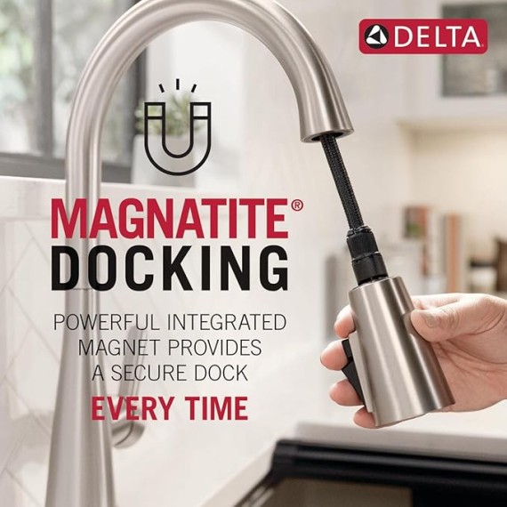 Faucet Almari Pull-Out Kitchen Faucet, Brushed Nickel Kitchen Faucets with Pull-Out Sprayer, Kitchen Sink Faucet, Faucet for Kitchen Sink with Magnetic Docking, Stainless 16943-SS-DST