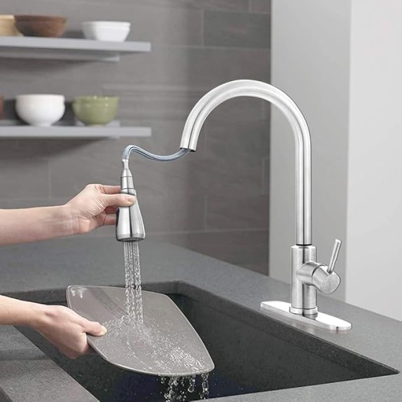 Smart Touch Faucet for Kitchen Sink : Touch Kitchen Faucets with Pull Down Sprayer Touch Kitchen Faucet-Stainless Steel Touch Faucet(Brushed Stainless Steel)