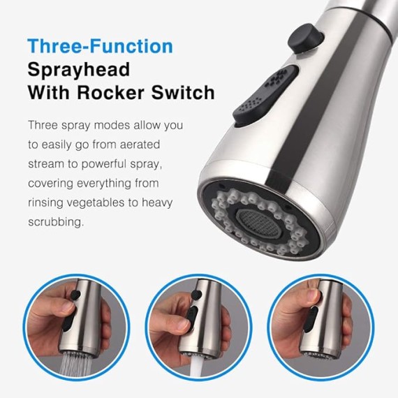 Smart Touch Faucet for Kitchen Sink : Touch Kitchen Faucets with Pull Down Sprayer Touch Kitchen Faucet-Stainless Steel Touch Faucet(Brushed Stainless Steel)