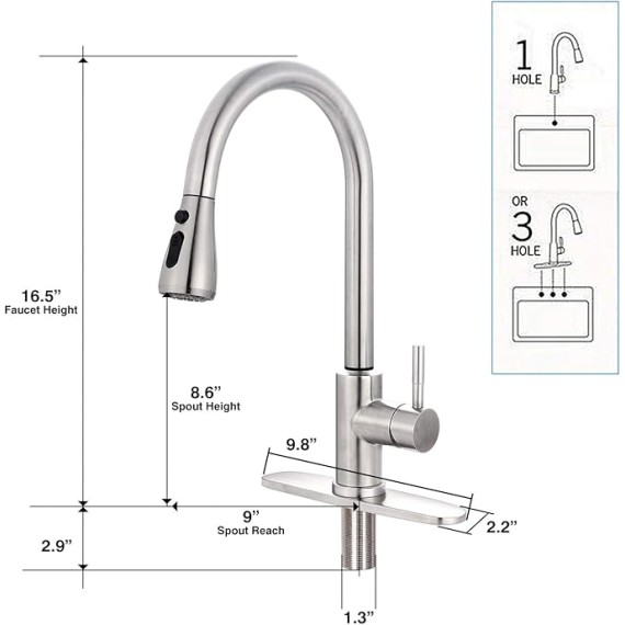Smart Touch Faucet for Kitchen Sink : Touch Kitchen Faucets with Pull Down Sprayer Touch Kitchen Faucet-Stainless Steel Touch Faucet(Brushed Stainless Steel)