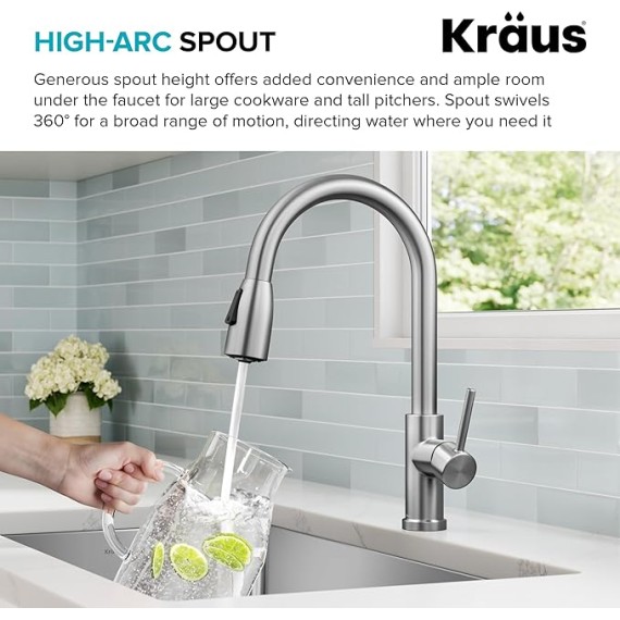 Coda 2-Function Single Handle Pull Down Kitchen Faucet in Spot-Free Stainless Steel, KPF-1626SFS
