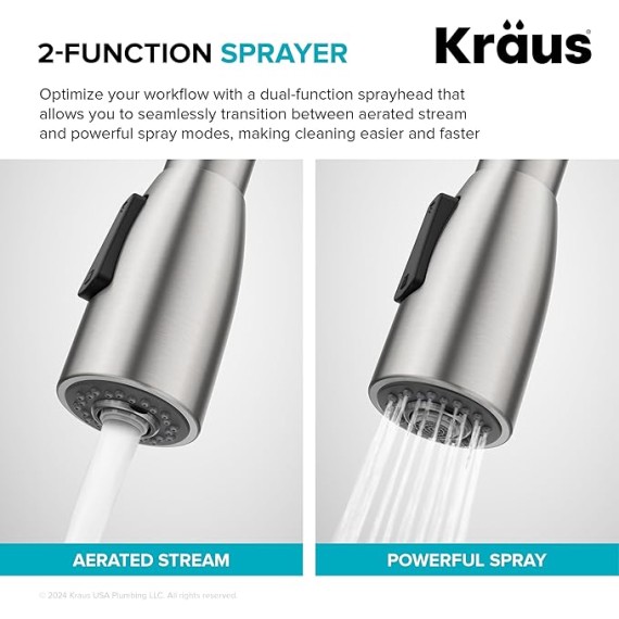 Coda 2-Function Single Handle Pull Down Kitchen Faucet in Spot-Free Stainless Steel, KPF-1626SFS