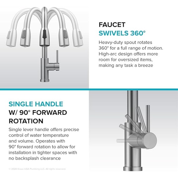 Coda 2-Function Single Handle Pull Down Kitchen Faucet in Spot-Free Stainless Steel, KPF-1626SFS